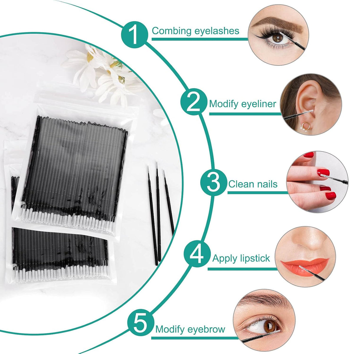 200PCS Micro Applicators Brushes Mini Cotton Swabs Remove Grafted Eyelash Glue Dedicated Brush