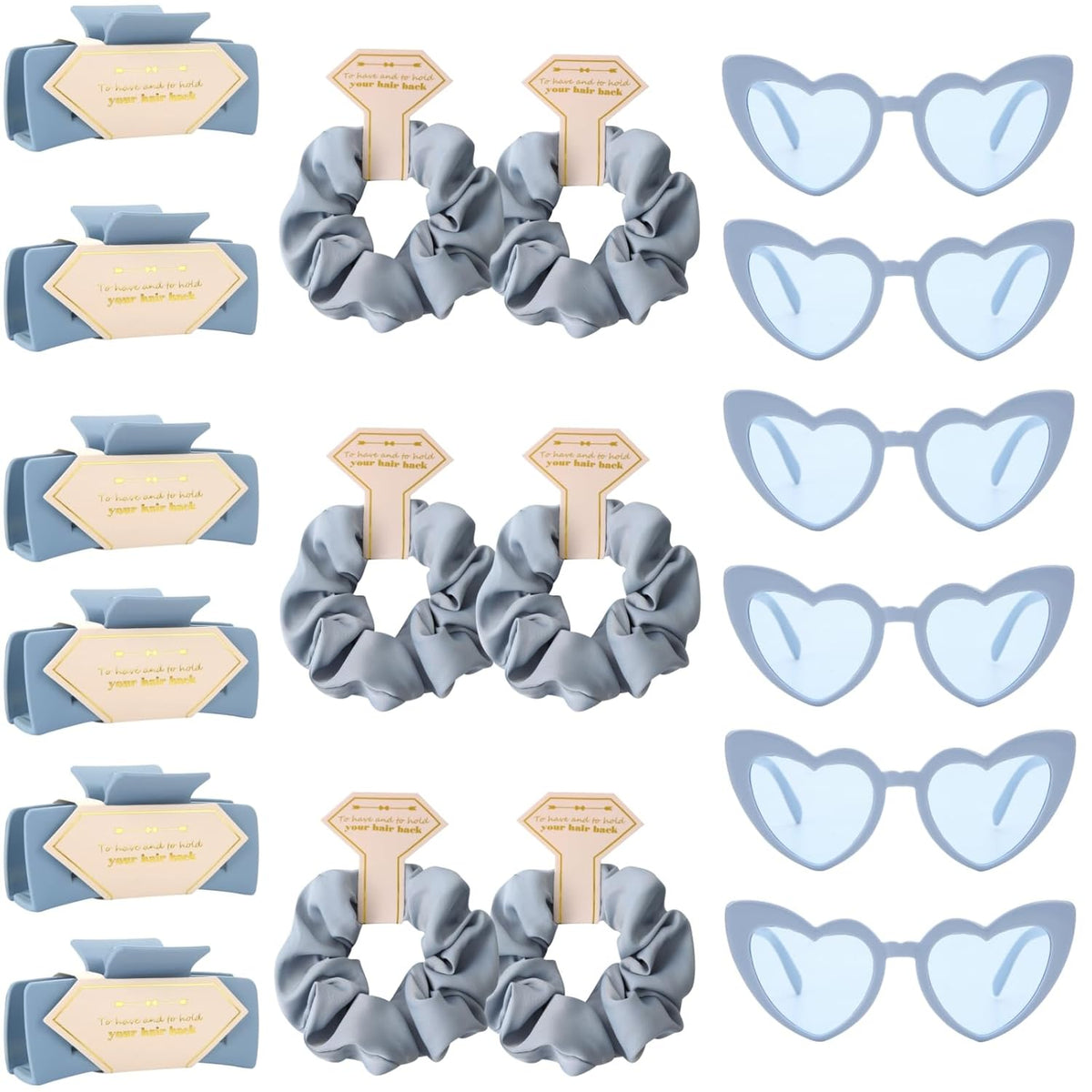 18pcs Bridesmaid Scrunchies Proposal Gifts Bachelorette Hair Claws Clips Girls heart sunglasses for