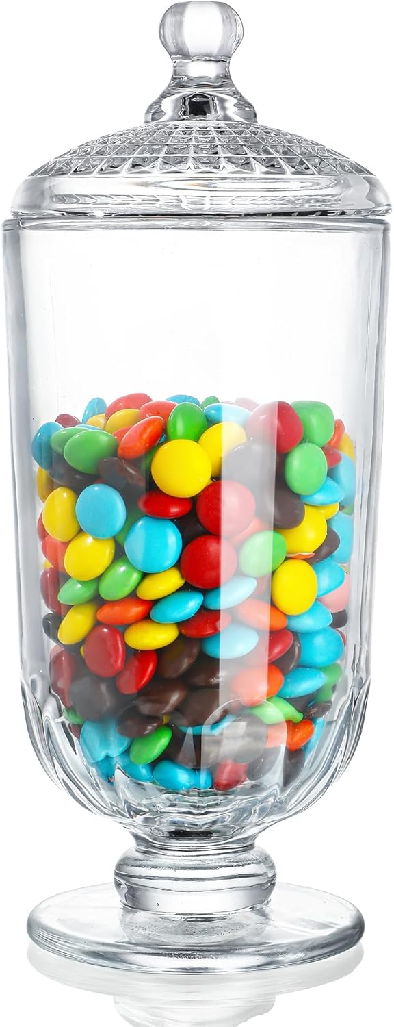 24oz Clear Glass Candy Jar with Lid Glass Cookie Jars Storage Decorative Jars for DIY