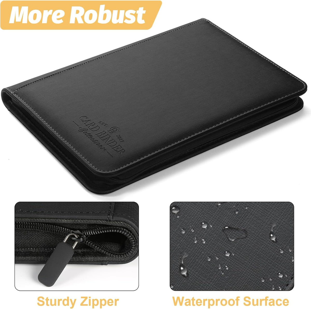 9 Pocket Card Binder, Premium Zip Trading Card Binder, 540 Double Sided Pocket PU Collection