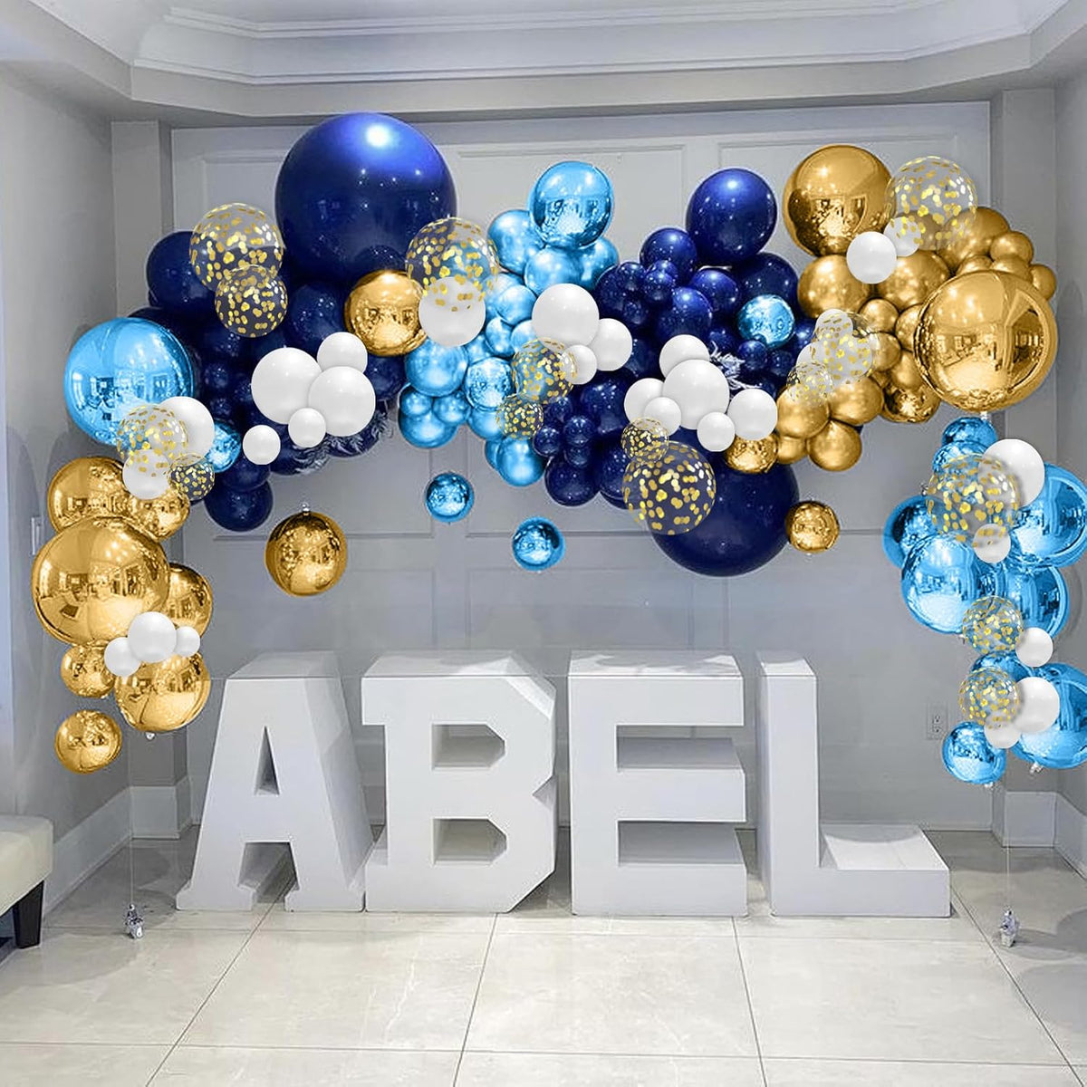 Navy Blue and Gold Balloons, Metallic Golden and Blue Balloon Navy and White Latex Balloons Gold