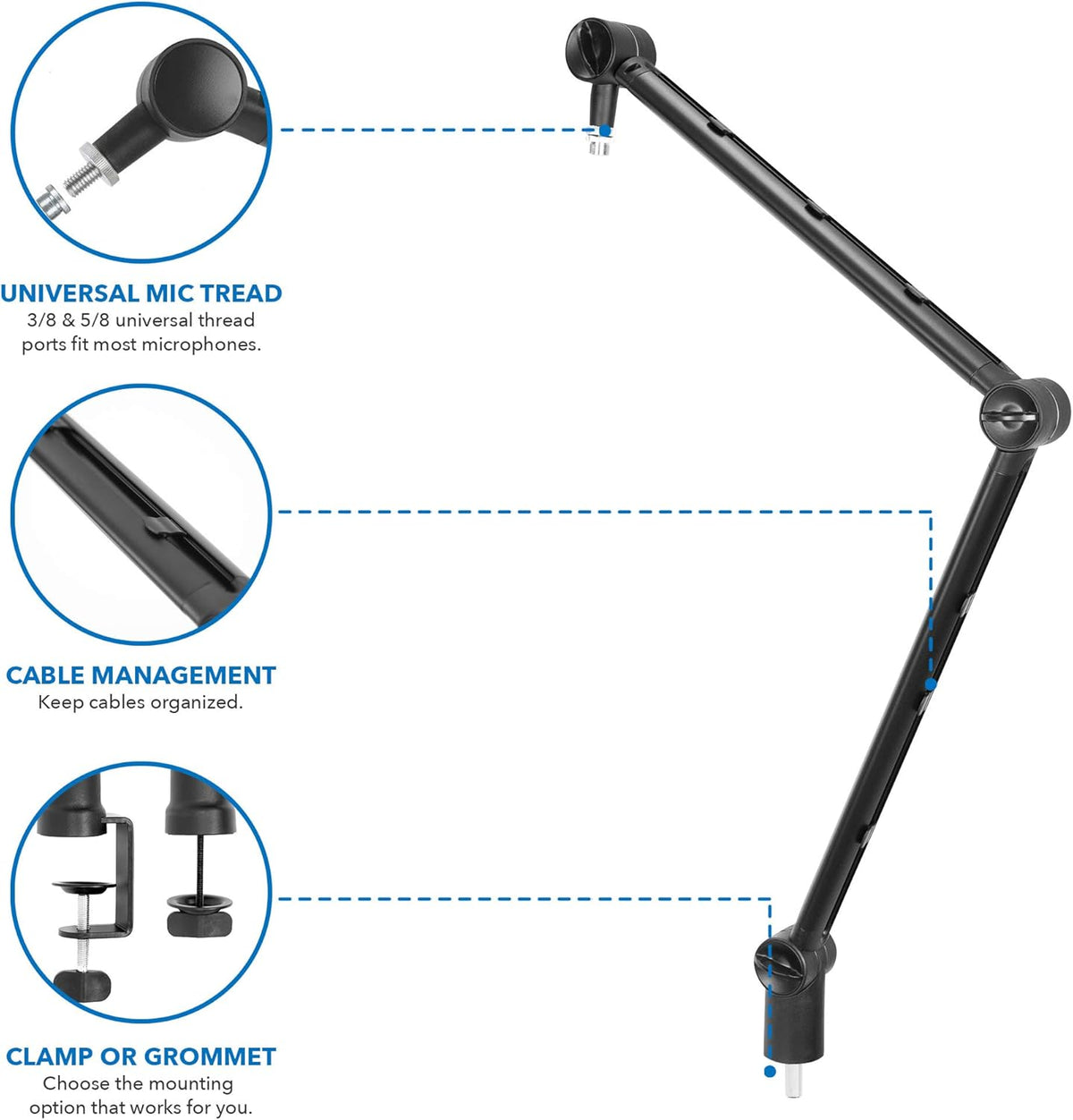 MOUNT-IT! Adjustable Microphone Boom Arm [3/8?™â€?to 5/8?™â€?Screw Adapter] Suspension Scissor Mic