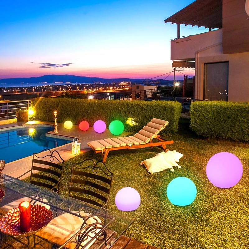 LED Night Light Ball Globe Lamp with Remote 8 Inch 16 RGB Colors Dimmable Mood Lights Rechargeable