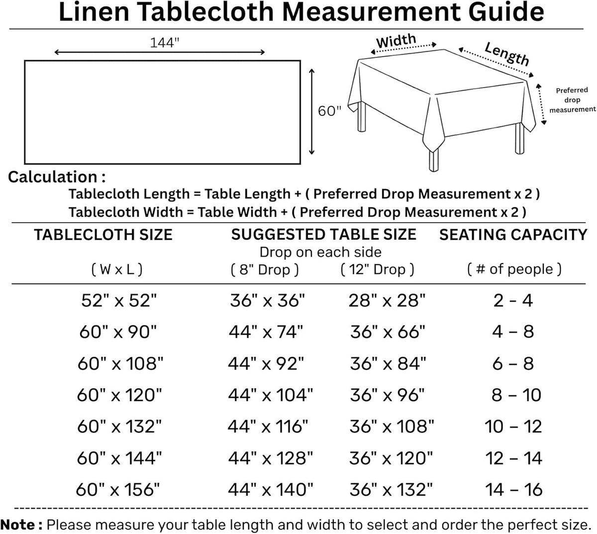 Solino Home Cornflower Blue Linen Tablecloth 60 x 144 Inch - 100% Pure Linen Hemstitch Table Cloth
