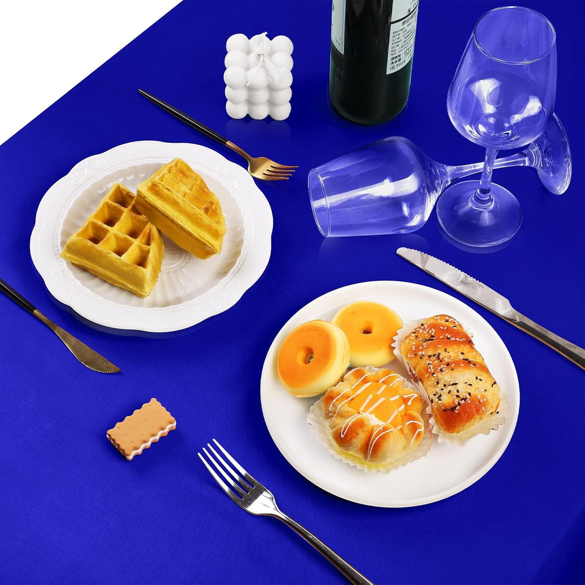 TURSTIN 4 Packs Satin Tablecloth 102 x 58 Inch Overlay Satin Table Cover Rectangle Bright Silk