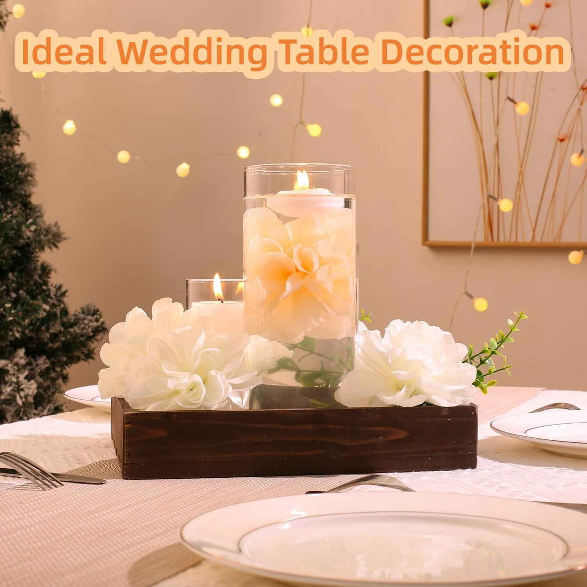 24 Pcs Floating Candles for Centerpieces and Floating Flowers Artificial Flowers Head Vase Filler