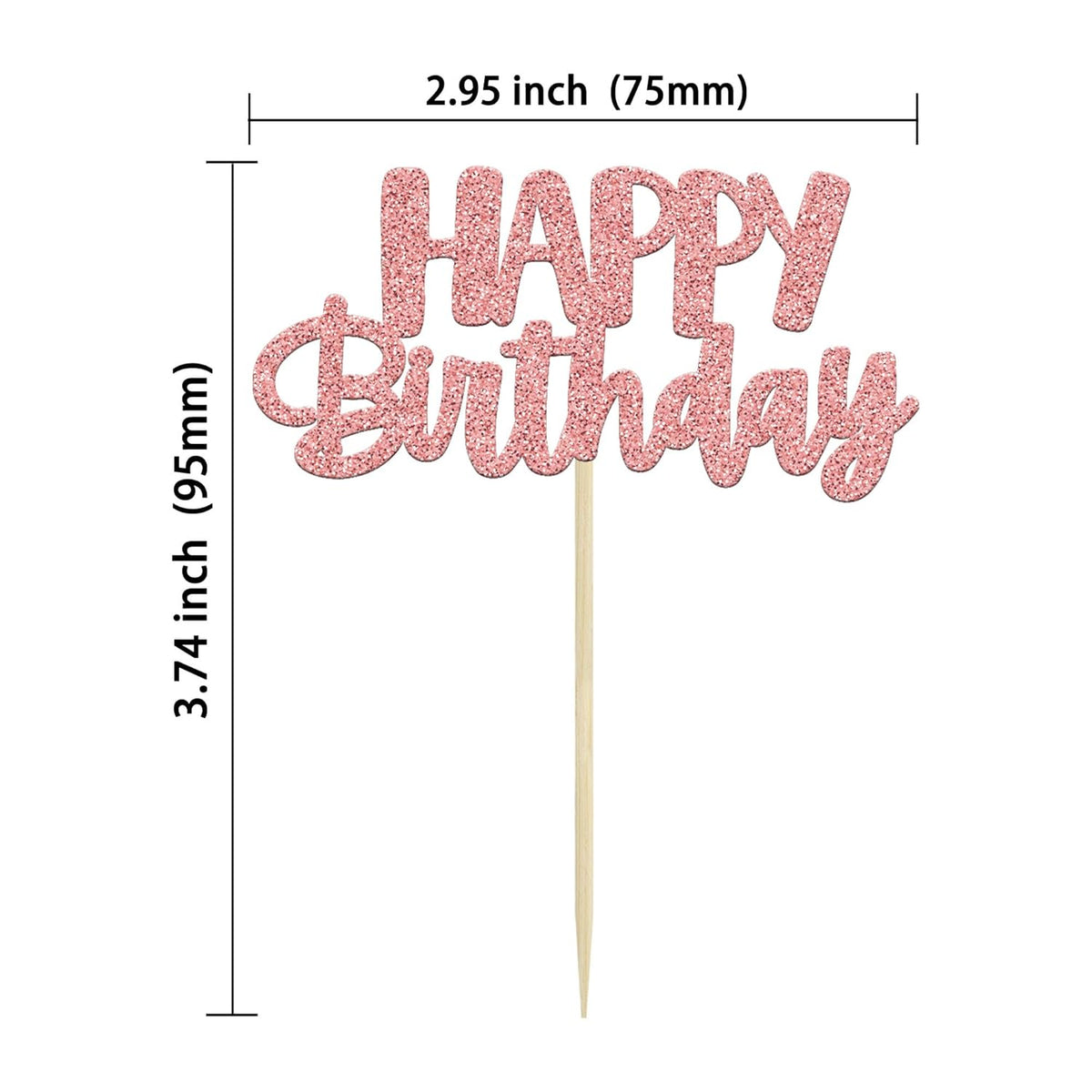 Gyufise 24Pcs Happy Birthday Cupcake Toppers Rose Gold Glitter Birthday Cake Picks for Celebrating