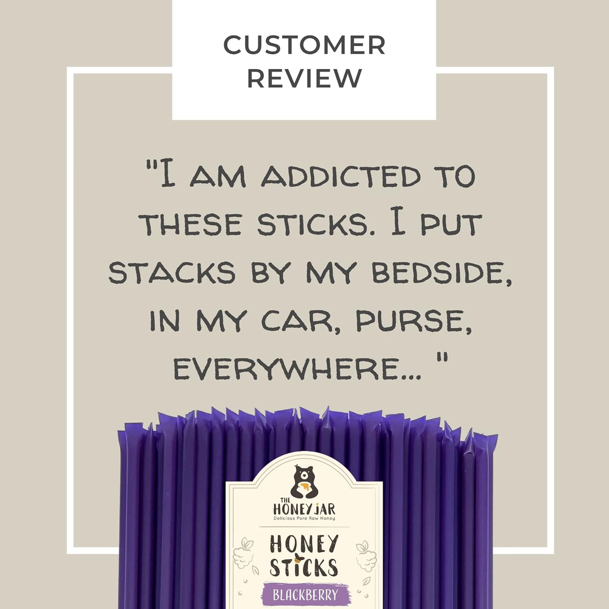 The Honey Jar Blackberry Flavored Honey Sticks - Pure Honey Straws For Tea, Coffee, or a Healthy