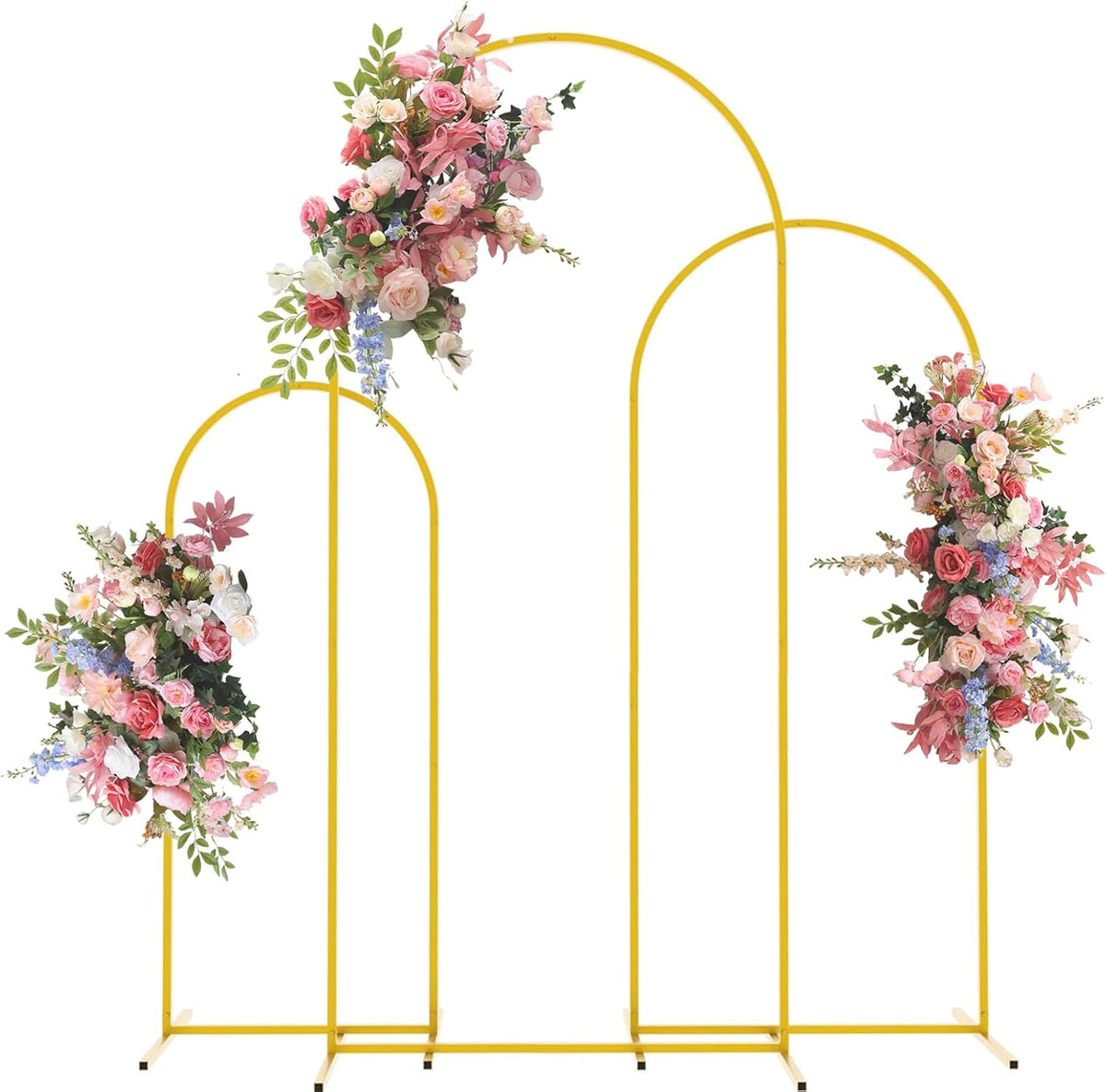 Bazen Wedding Arch Backdrop Stand 6FT, 5FT, 4FT Set of 3 Metal Arch Backdrop Stand for Birthday