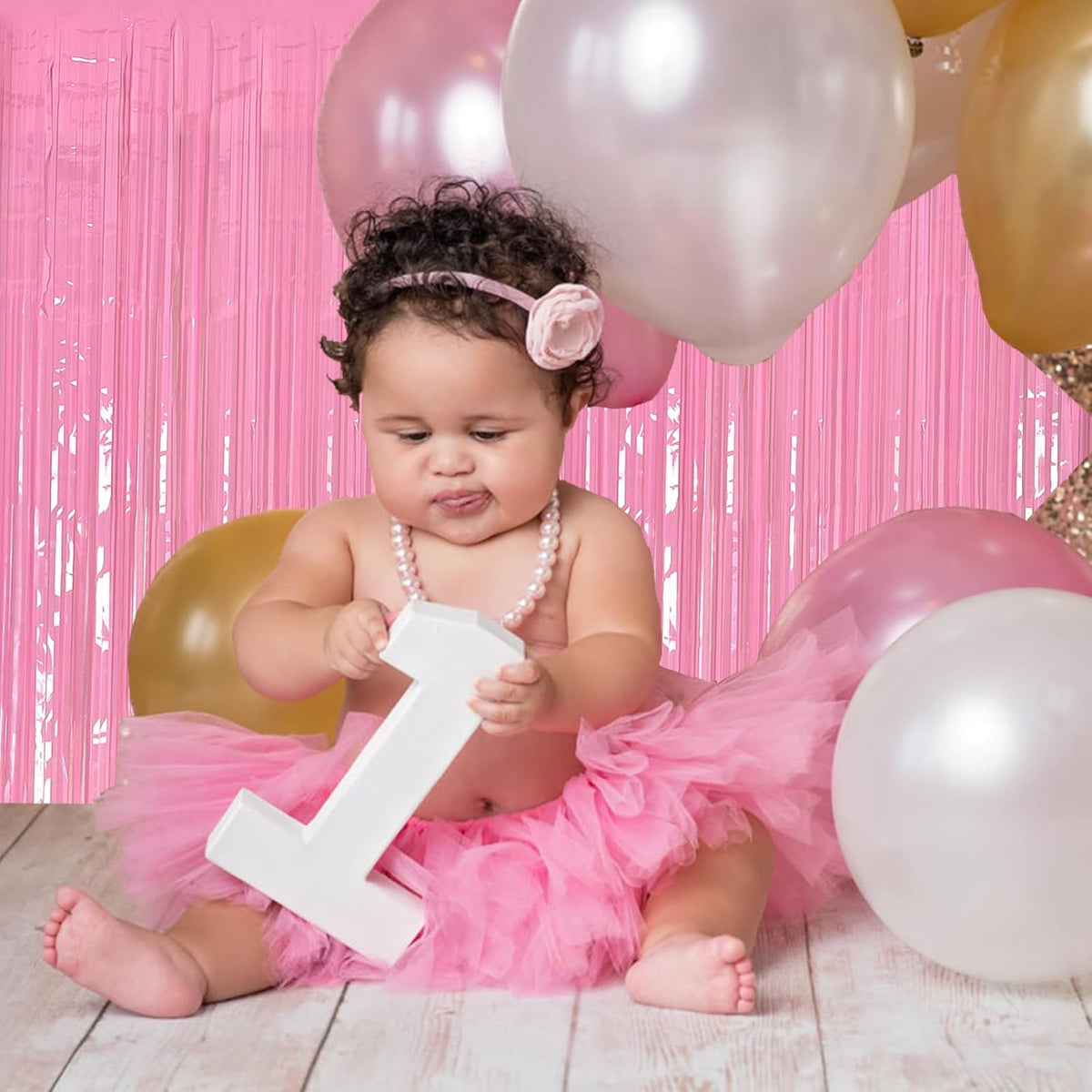 20 Pack Foil Curtain Pink Backdrop Streamers Metallic Tinsel Fringe Curtains Photo Booth Props for