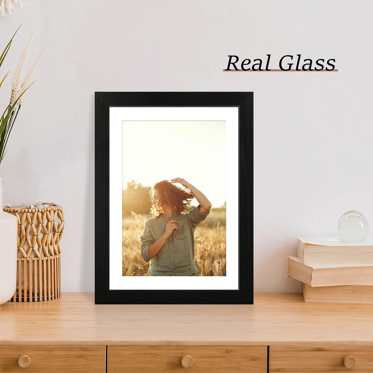 10x14 Picture Frame Set of 4 with Tempered Glass, Display 8x12 Picture with Mat or 10 x 14 Without