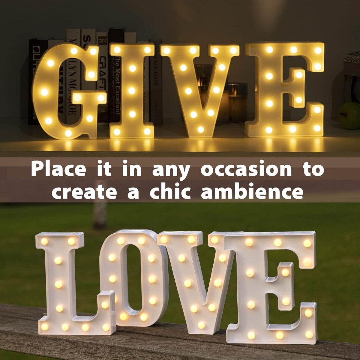 HXWEIYE LED Marquee Letters Lights Sign - 26 Alphabet & Number 0-9 Warm White Led Letters for Bar