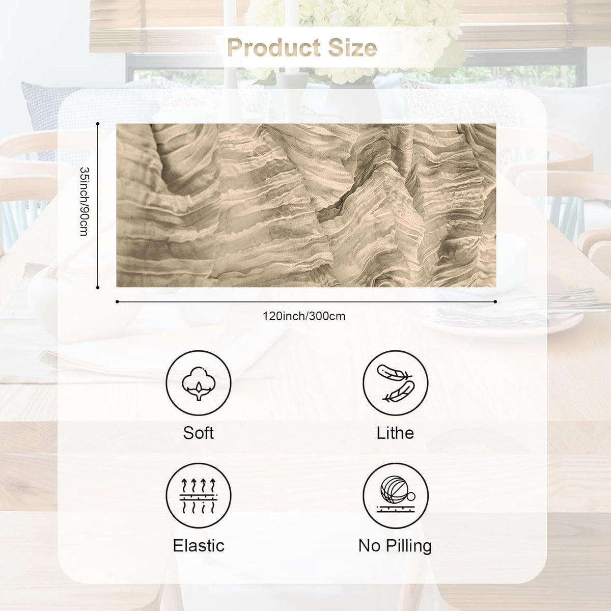 10 Pack Khaki Cheesecloth Table Runner 35x120 Inch 10Ft Rustic Gauze Cheese Cloth Table Runner