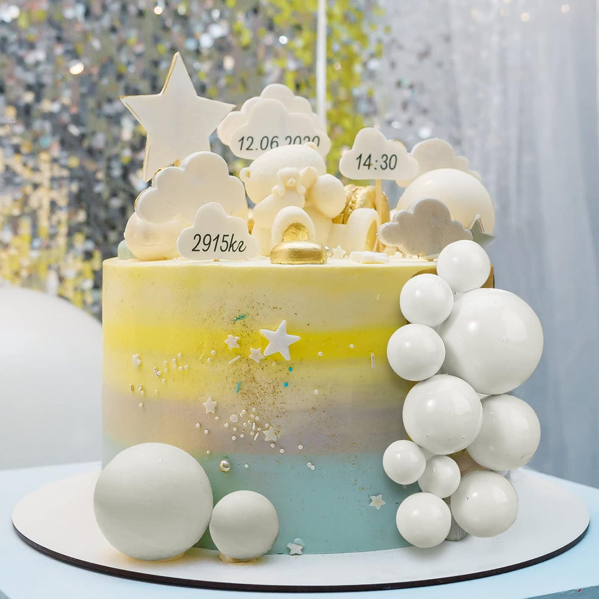 108 Pcs Balls Cake Topper DIY Cupcake Insert Foam Balloons for Cake Baking Wedding Anniversary