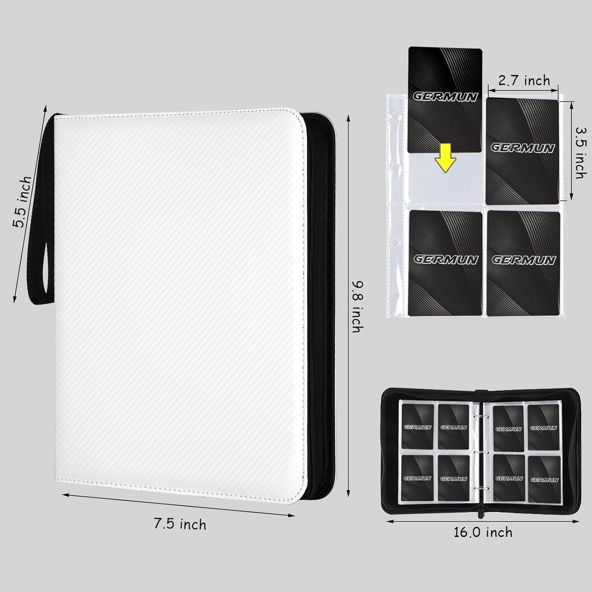 4 Pocket Card Binder, Premium Zip Trading Card Binder, 400 Double Sided Pocket PU Card Collection