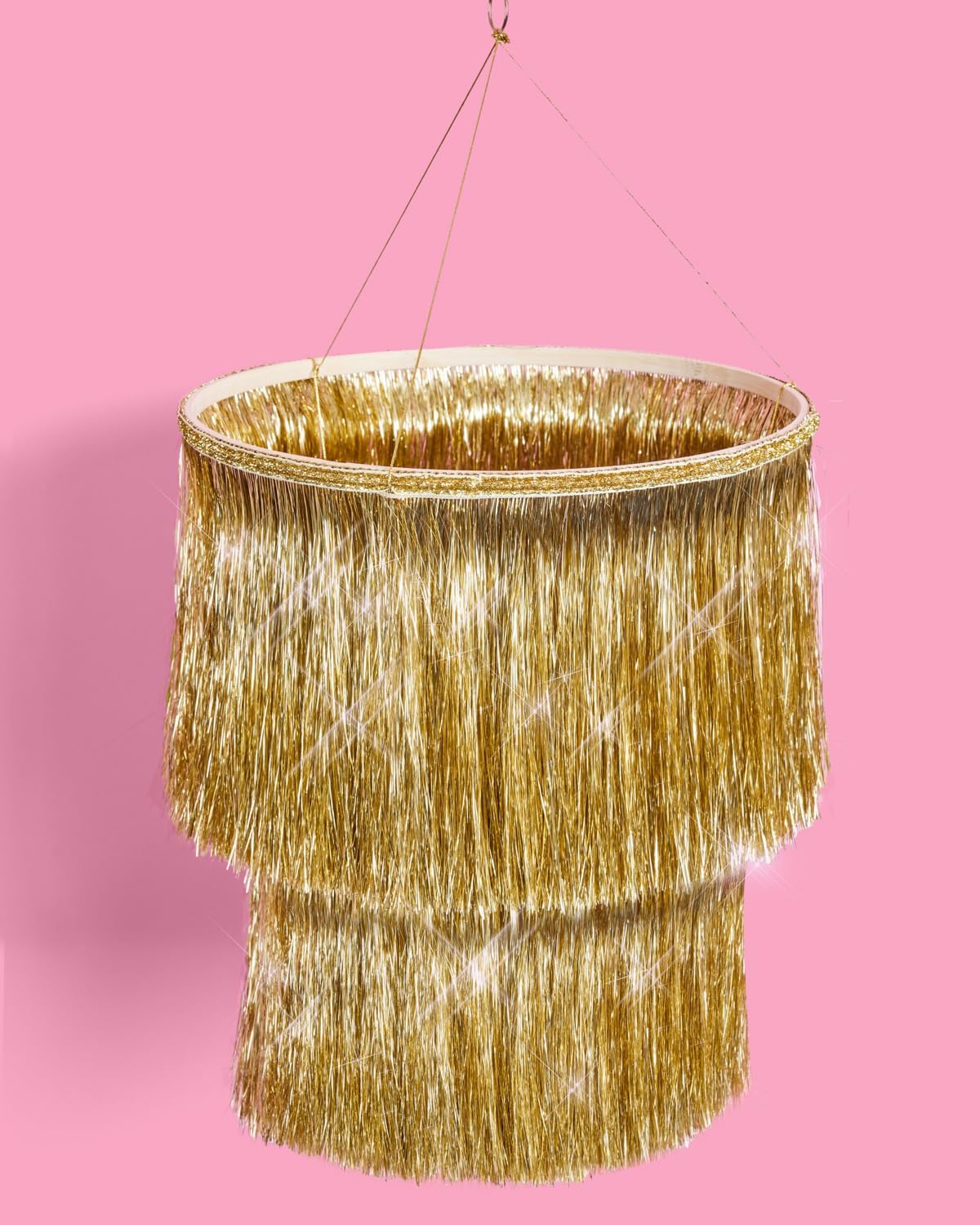 xo, Fetti Gold Fringe Tinsel Chandelier | 16" | Bachelorette Party Decorations, Birthday Photo
