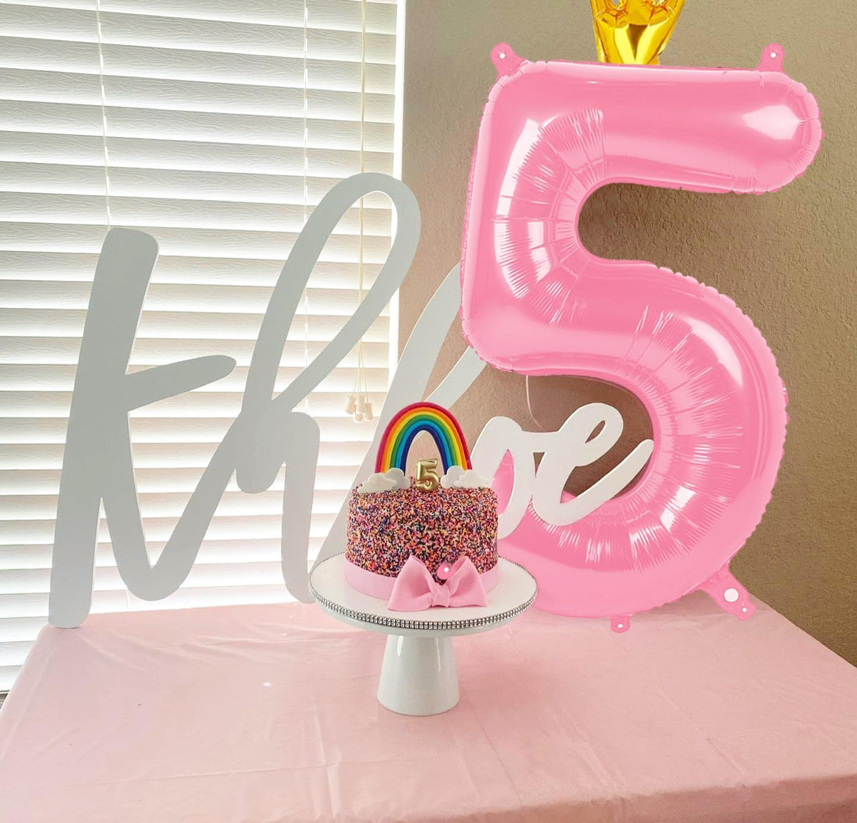 40 Inch Pink Number Balloon 0-9(Zero-Nine) with Crown, Big Size Happy Birthday Balloon, Foil Helium