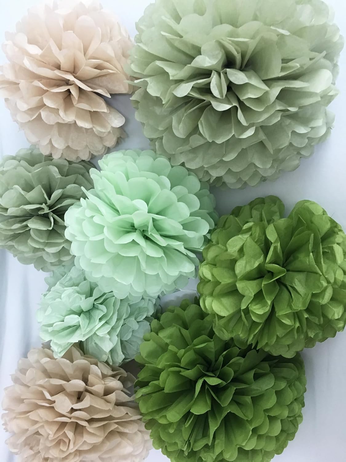 Tissue Paper Pom Poms Kit Paper Flowers 12pieces for Gender Baby Shower Wedding Bridal Bachelorette