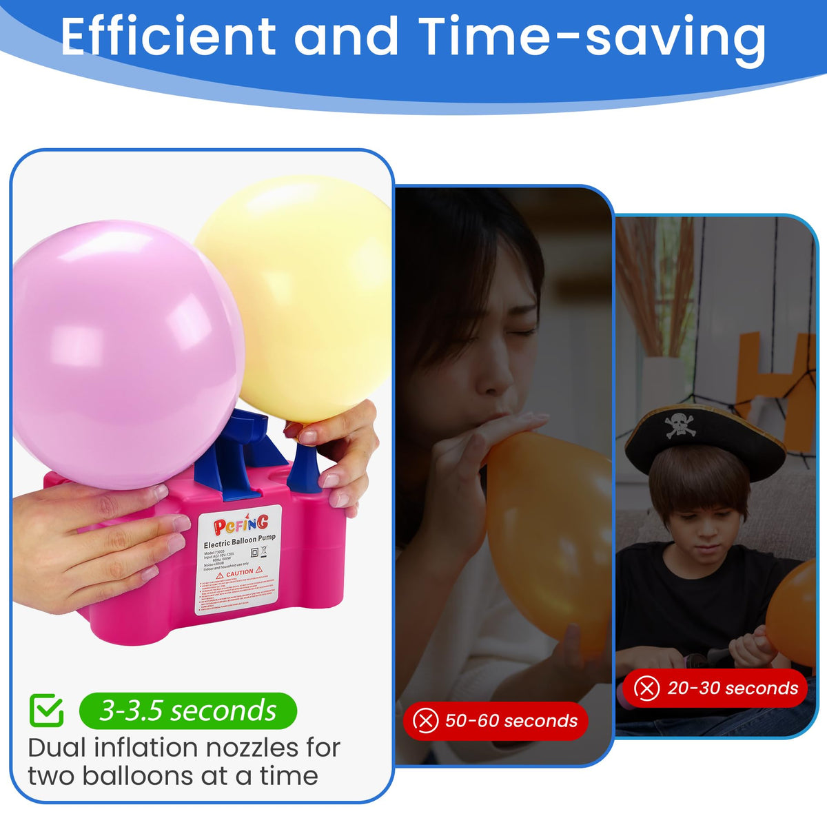 PCFING Balloon Pump Electric and Balloon Tying Tool in One, Portable Balloons Inflator Blower