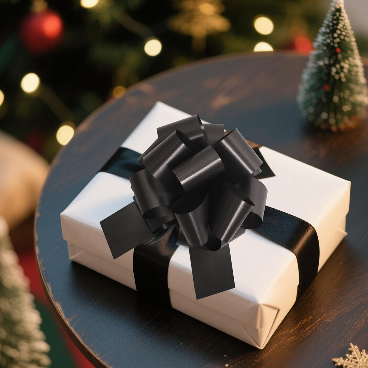 6 Pcs 6 Inch Black Pull Bows, Perfect for Gift Wrapping, Gift Wrapping Baskets Wedding Christmas