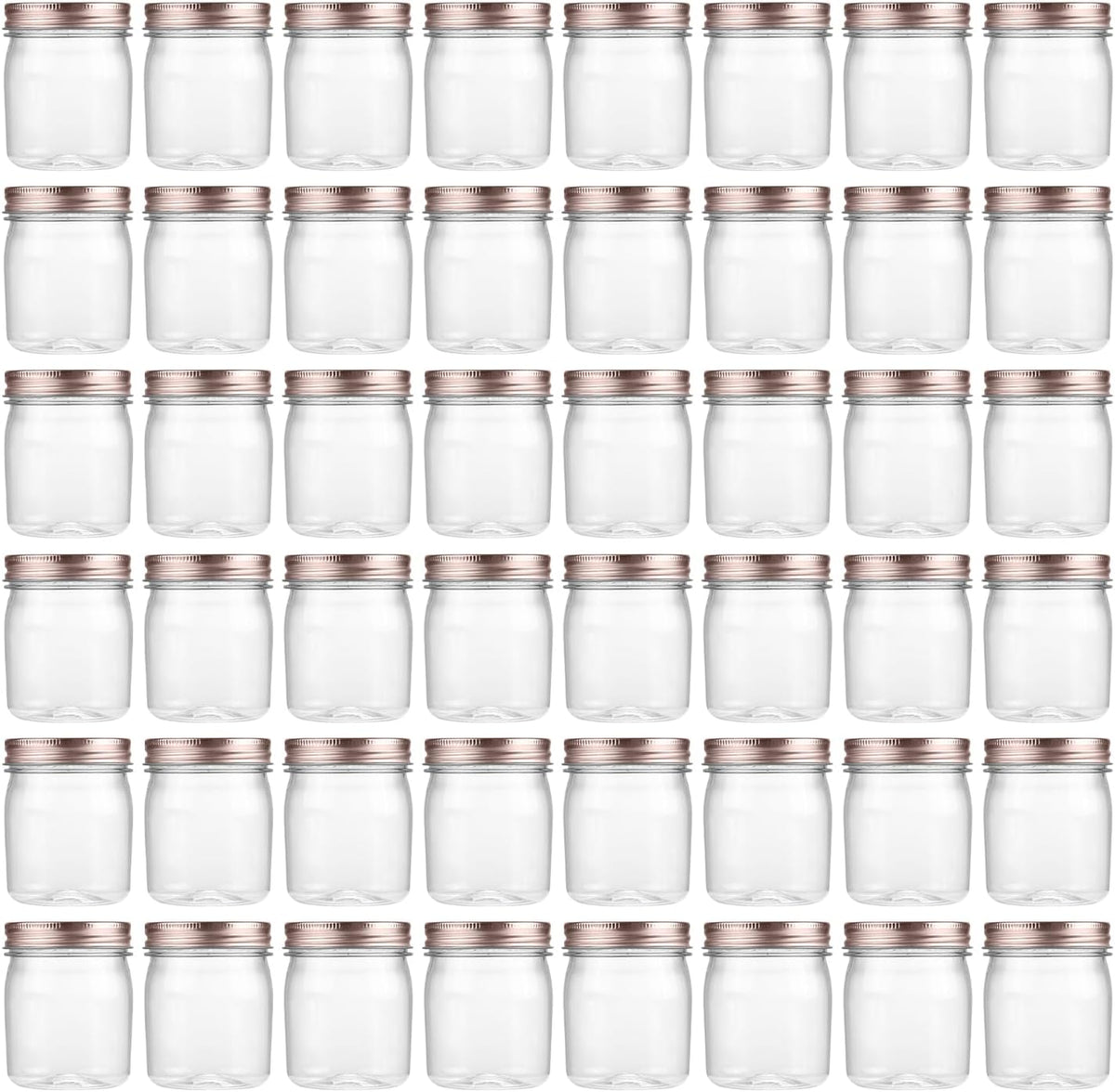 novelinks 8 oz Clear Plastic Jars with Screw-On Lids - BPA-Free Refillable Storage Containers for