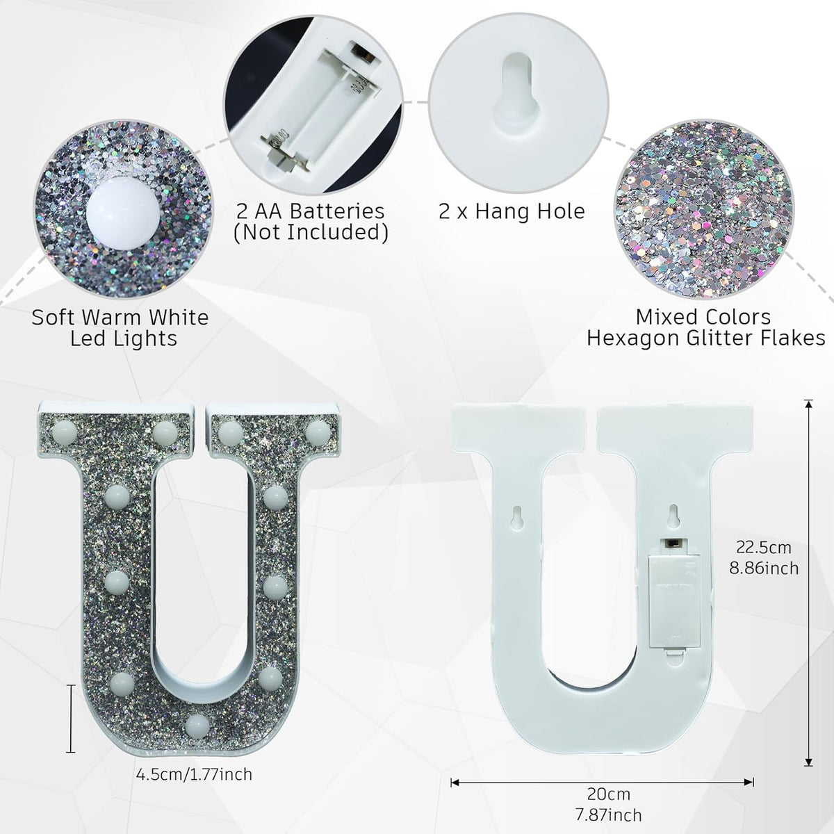Light Up Letters, Marquee Light Letters for Table Decorations, Glitter Light Up Signs for Prom