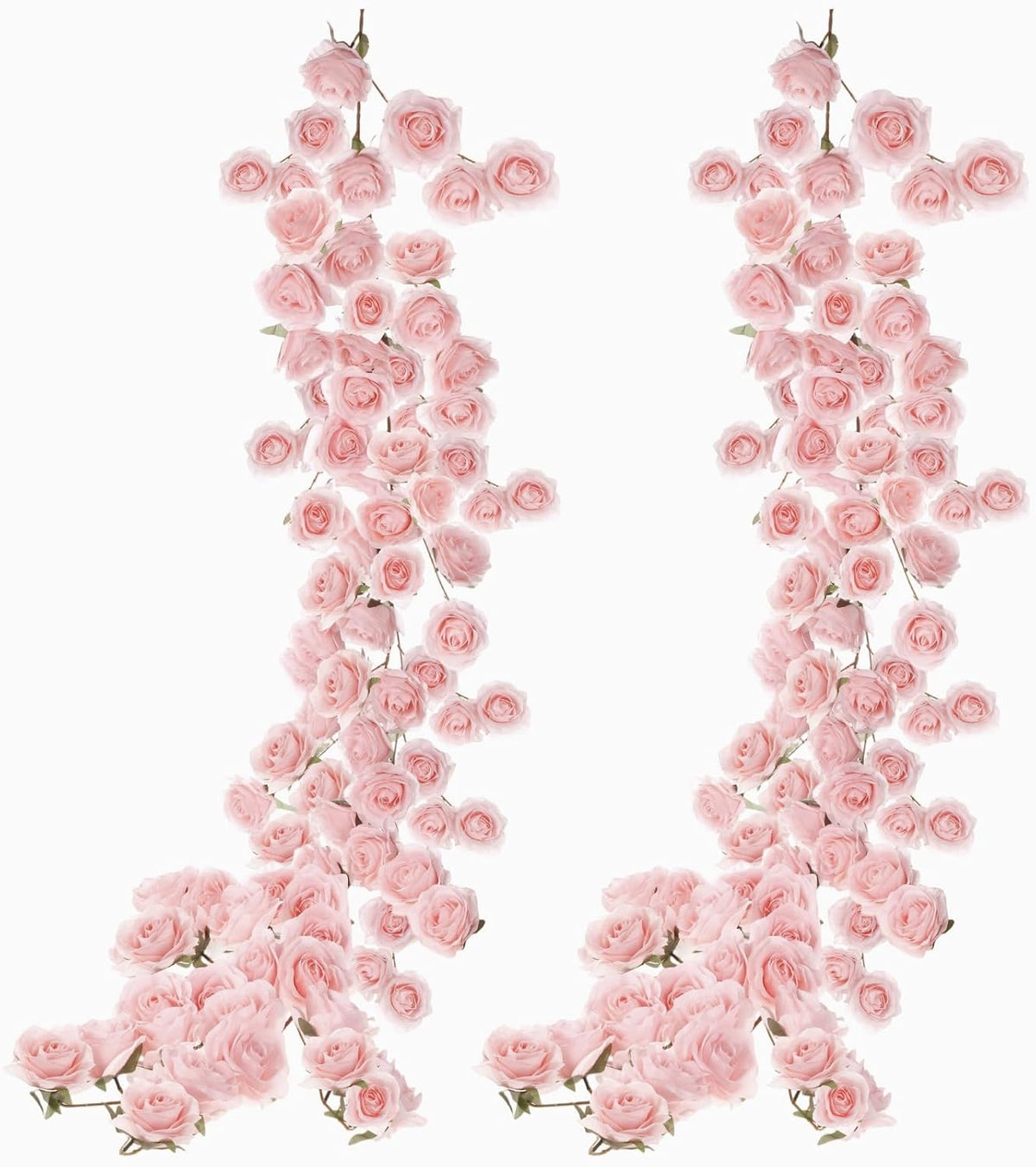 2 Pcs Pink Artificial Rose Vine Hanging Faux Flowers Garland for Wedding Anniversary Birthday Party
