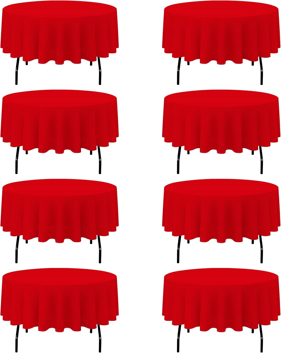 BRILLMAX 8 Pack Red Round Tablecloths 90 Inch - Circle Bulk Linen Polyester Fabric Washable Table