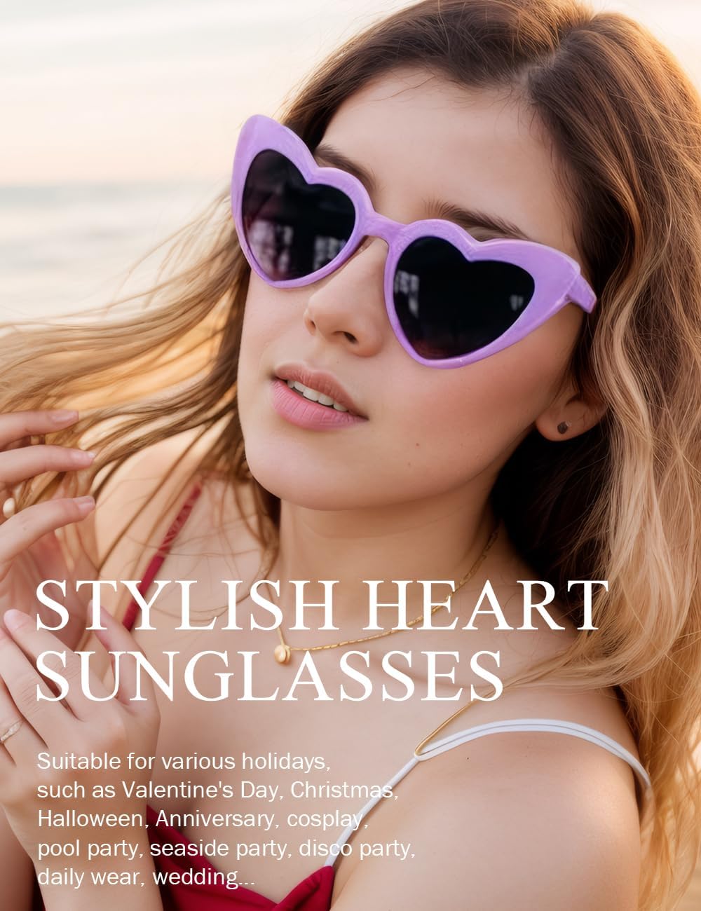 8 Pack Heart Sunglasses Vintage Cat Eye Heart Glasses Retro Bachelorette Bride Sunglasses Bulk for