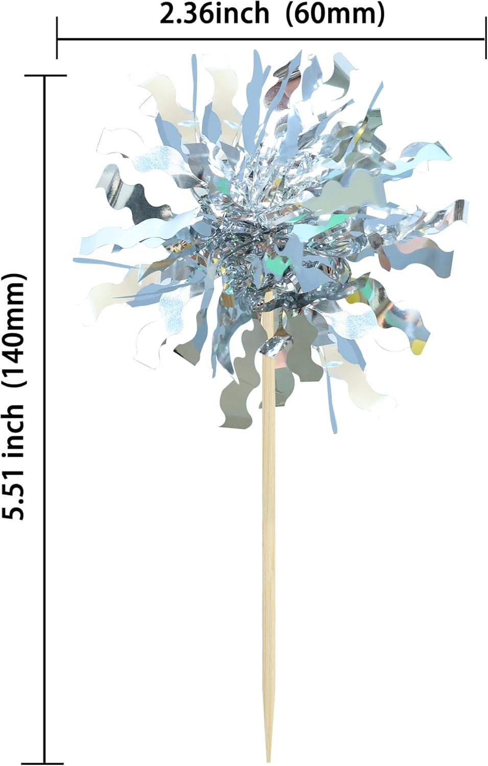 Gyufise 30Pcs Foil Firework Cupcake Toppers Sparkle Tinsel Cake Toppers Tinsel Drink Cake