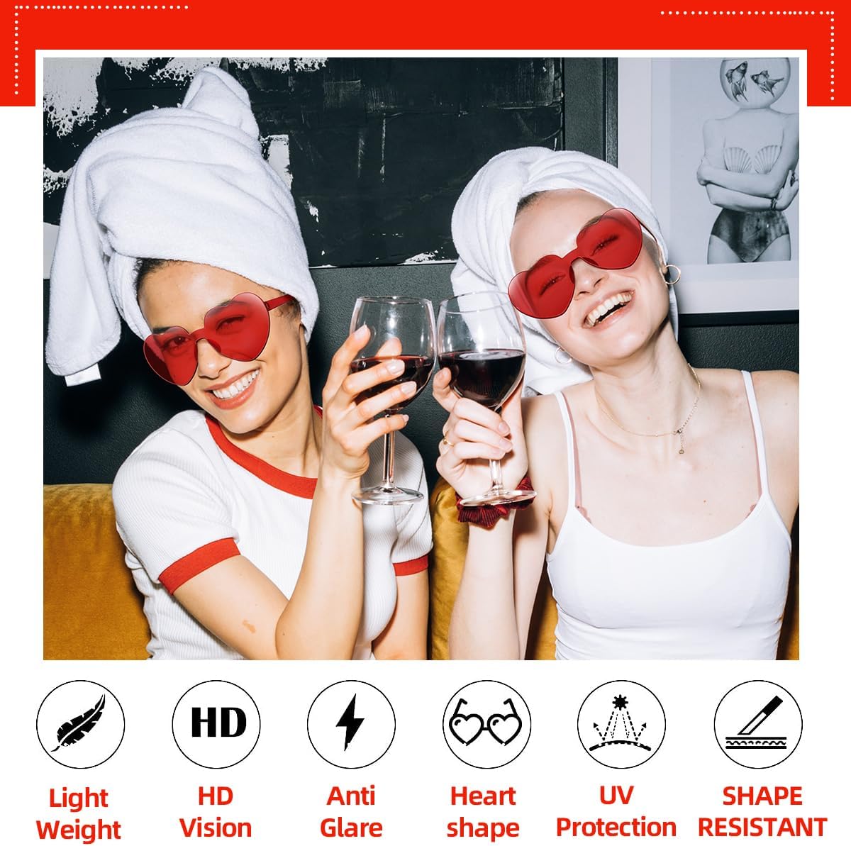12/20/24 Pairs Heart Sunglasses for Women Men, Trendy Heart Shaped Rimless Transparent Sunglasses