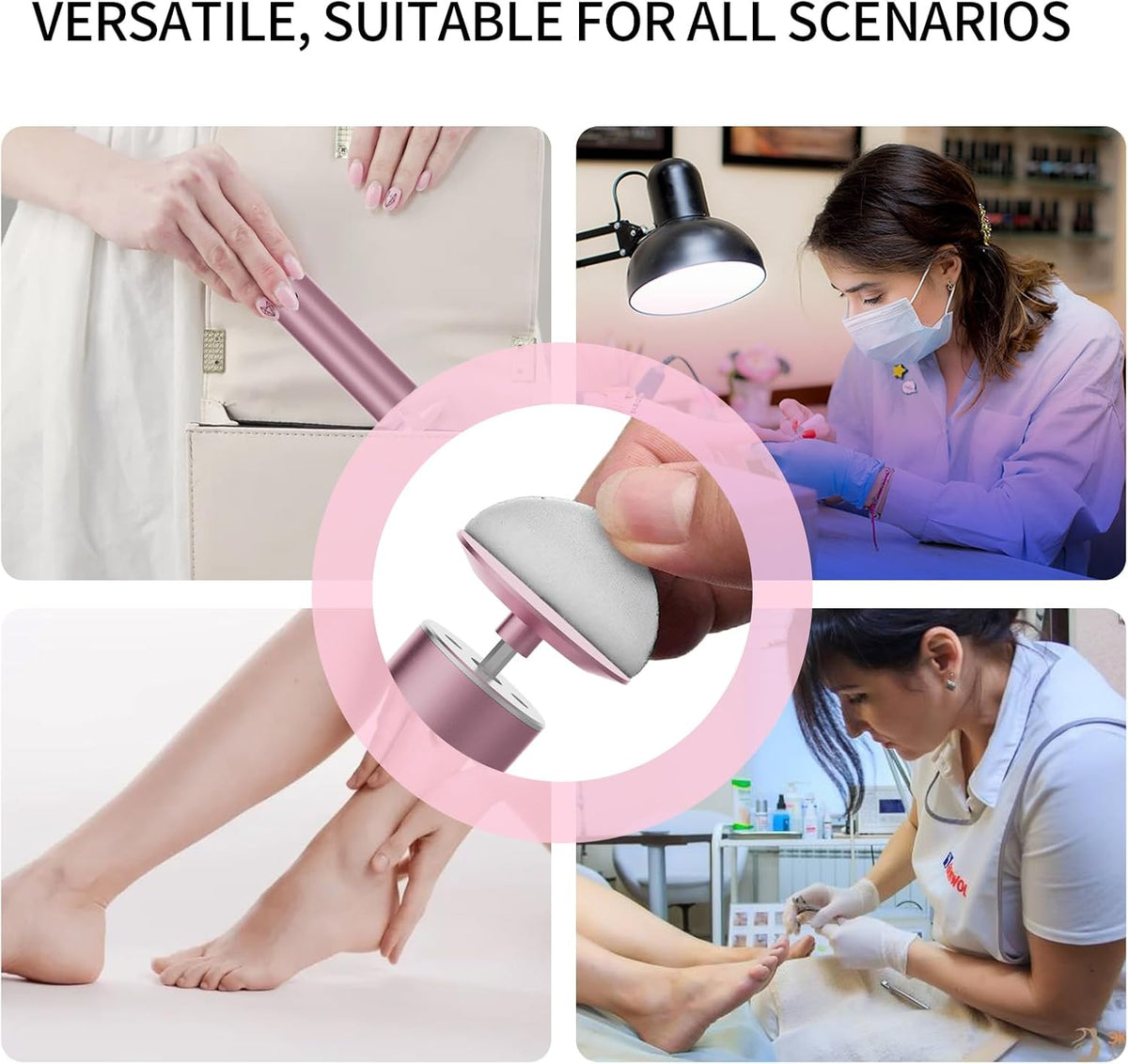 Powerful Electric Foot File & Callus Remover - Over 1-Hour Continuous Use, 360° Rotating Grinder