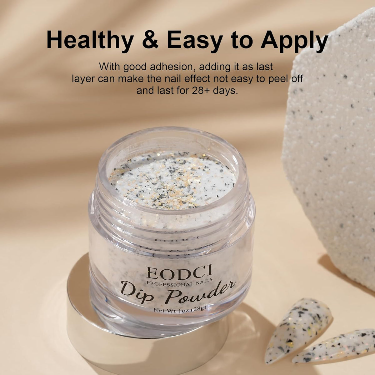 1 Oz/28g Glitter Grey Dip Powder, Nail Dip Powder for Long-lasting 28 Days+ Dip Nail Art French