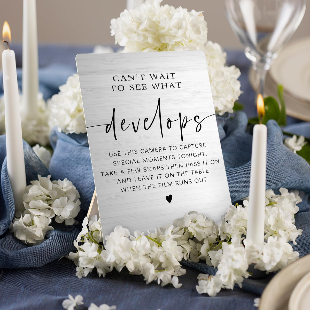 Can't Wait To See What Develops Wooden Stand 5x7inch, Wedding Camera Sign, Guest Photo Sign