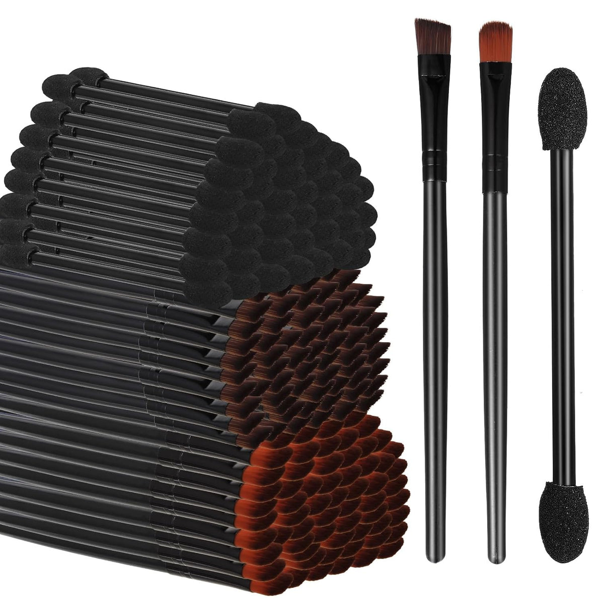 200 Pieces Disposable Eyebrow Brushes Makeup Brush Set, 50PCS Angled/Round Eyebrow Brushes 50PCS