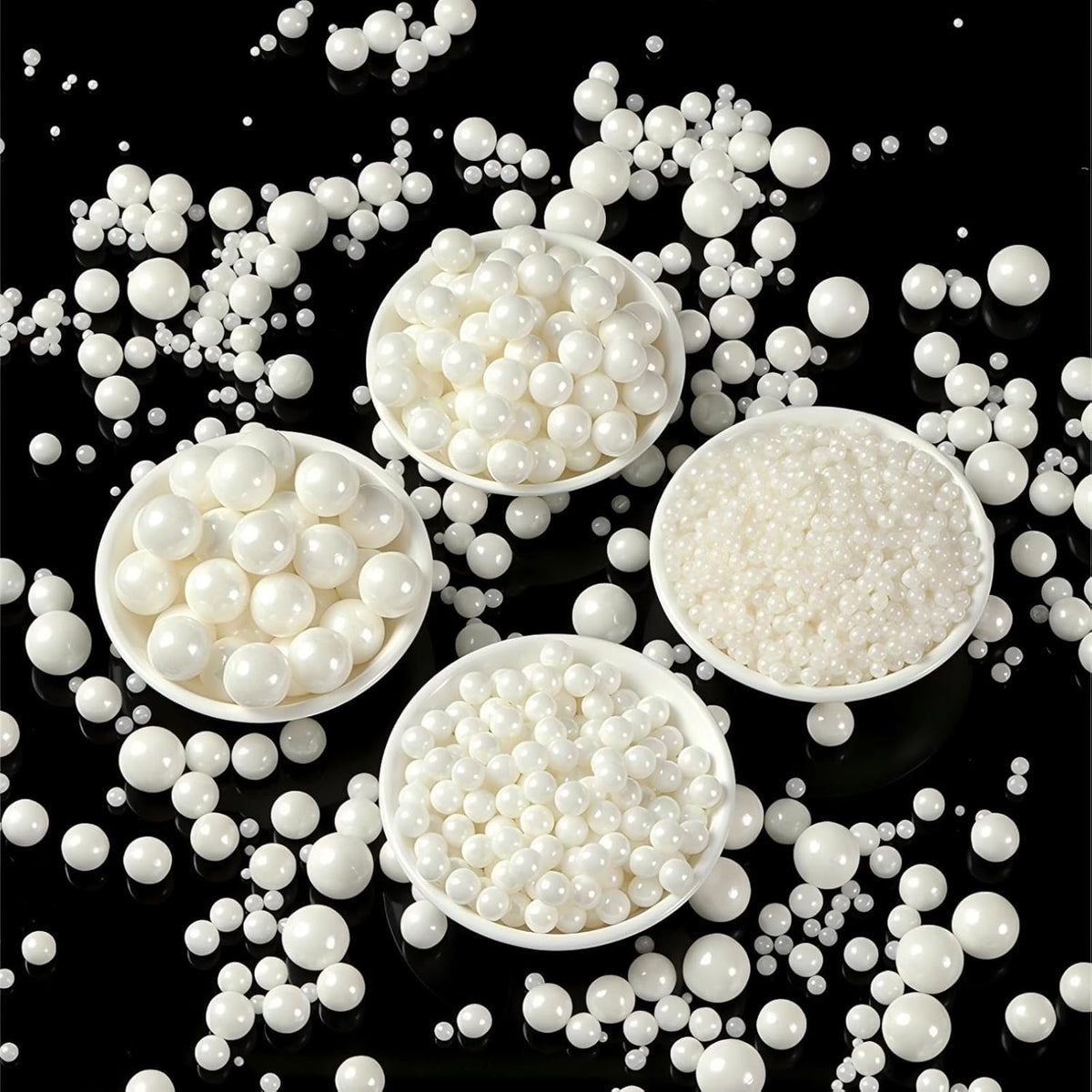 QuirkTech Pearl Sprinkles Mix-sized, 1.1Lb/500g White Edible Pearls for Cake Decorating, Ice Cream
