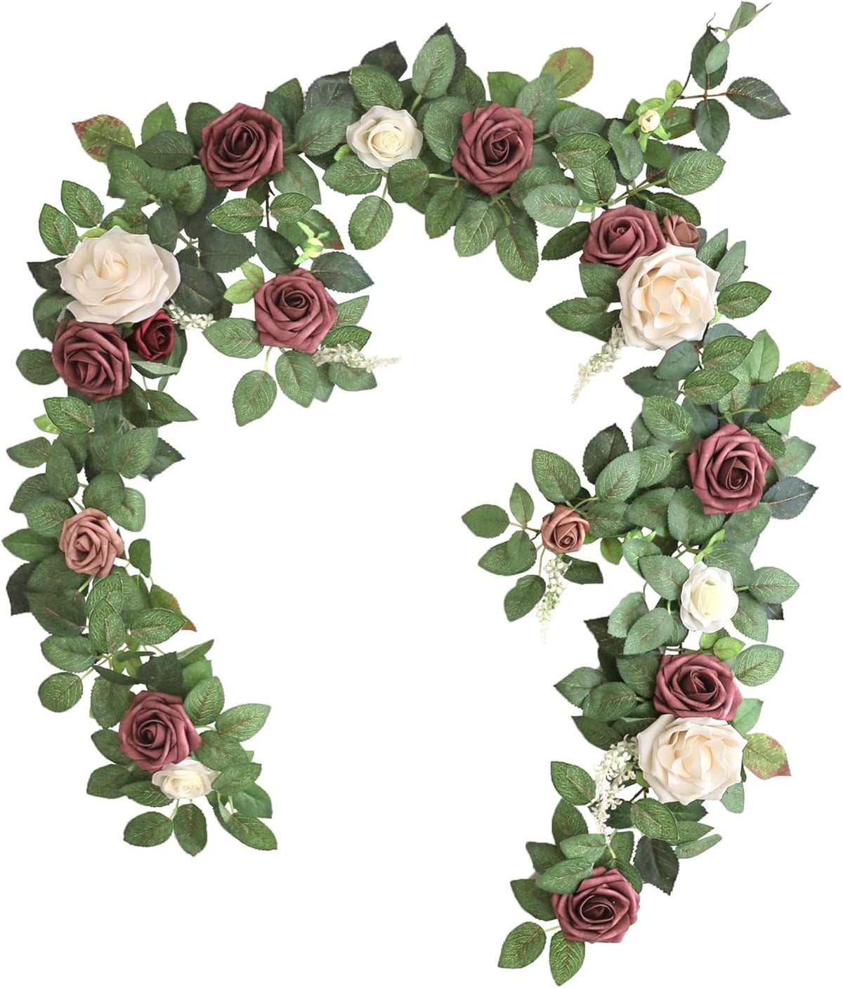 Lookein Artificial Rose Flower Garland Greenery Garland 5FT for Wedding Ceremony Backdrop Arch