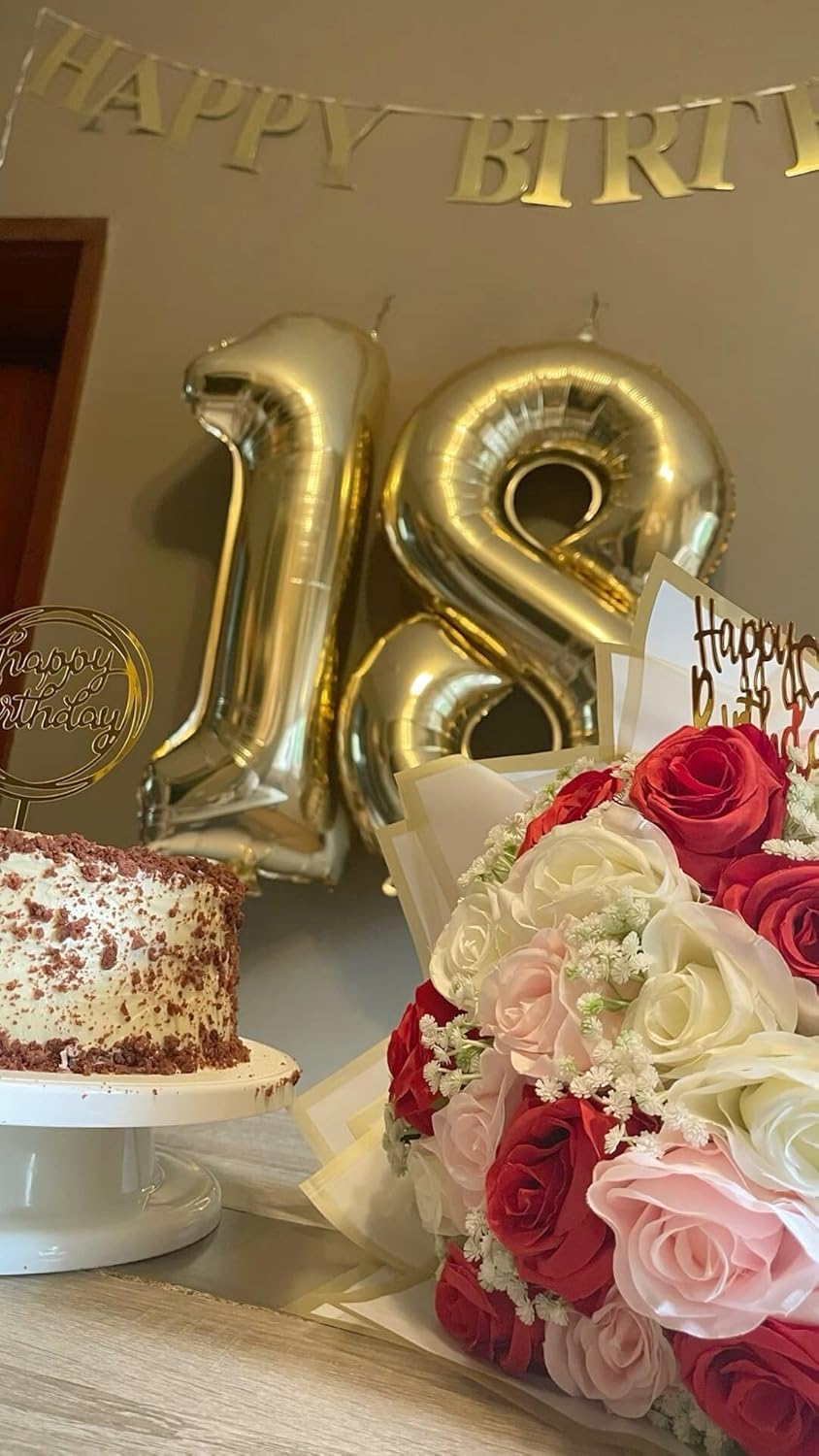 Light Gold Foil Number 8 Balloon 40 Inch, Helium Mylar Eight Number 8 18 28 38 48 58 80 88 Birthday