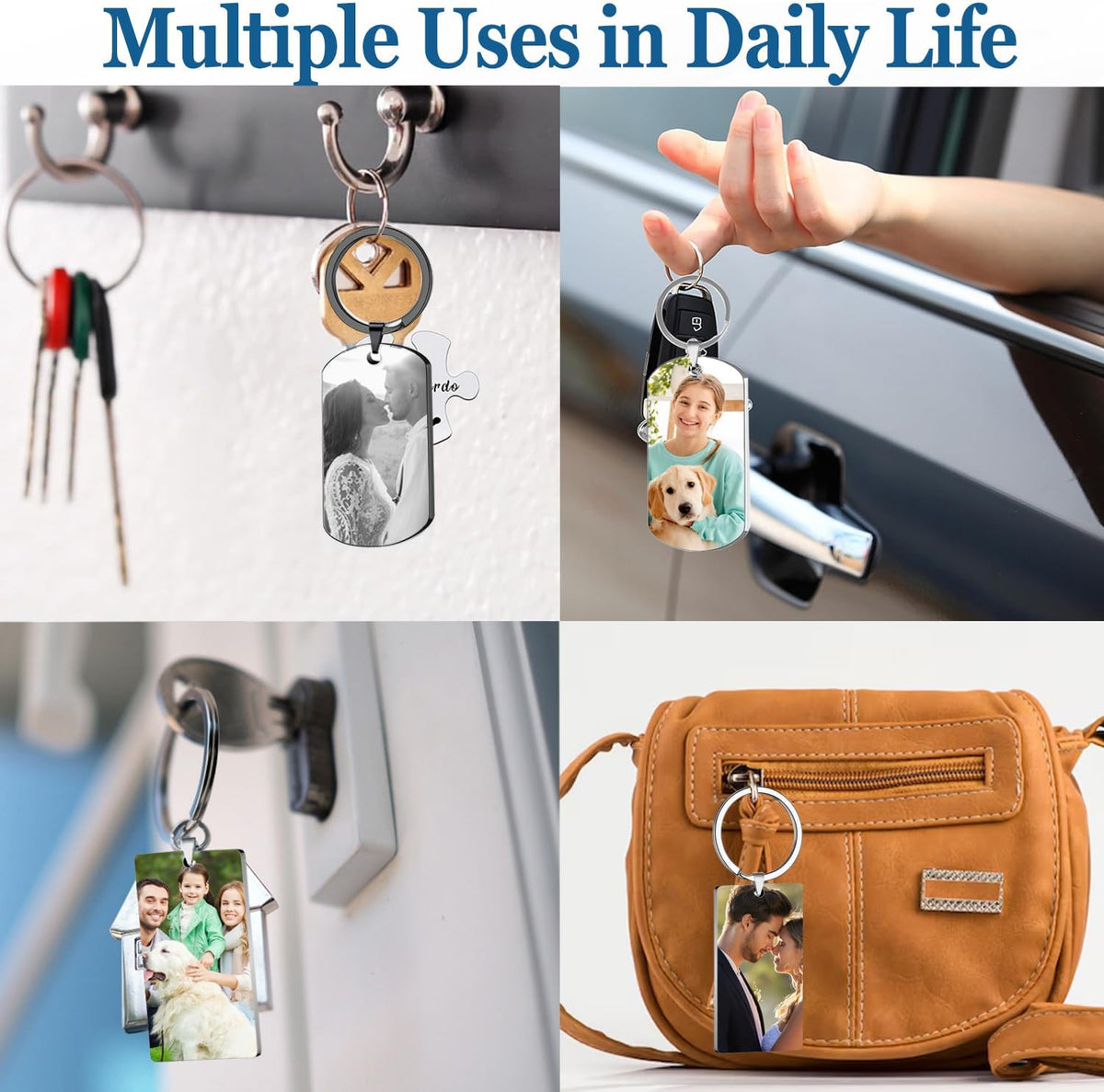 Custom Keychain with Picture, Personalized Keychain with Engraved Photo/Text, Gifts for Family and