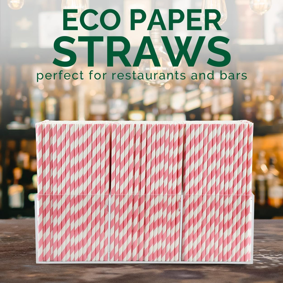 [1000 Count] Chunspak Pink and White Striped Paper Drinking Straws Bulk, 7.75" x0.24", Unwrapped