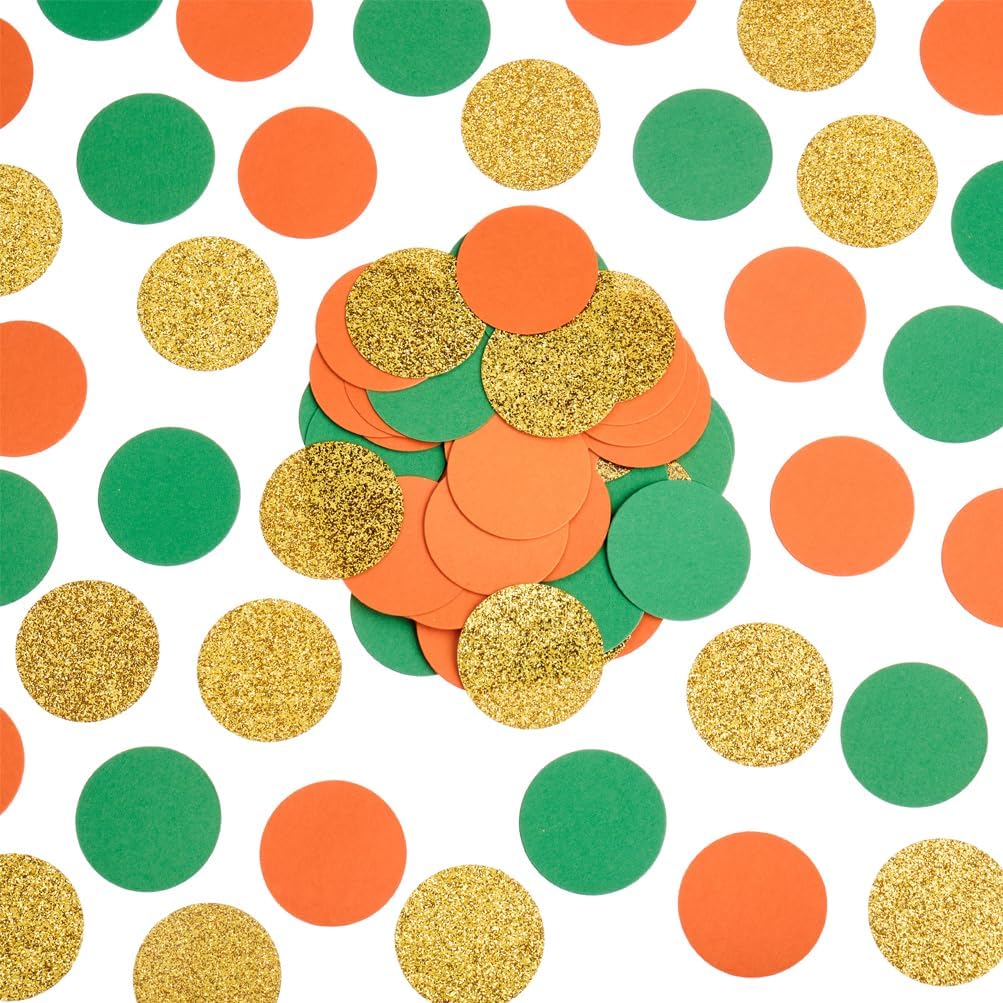 Gold Orange and Green Confetti Table Decoration for Baby Shower Jungle Tropical Summer Birthday