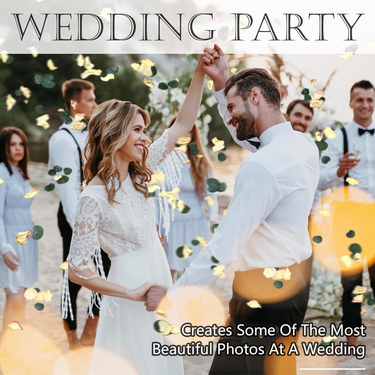 Oning 20+ Cups of Mix Dried Bio Flower Rose Petals Confetti, 2 QT Ivory White Roses & Eucalyptus