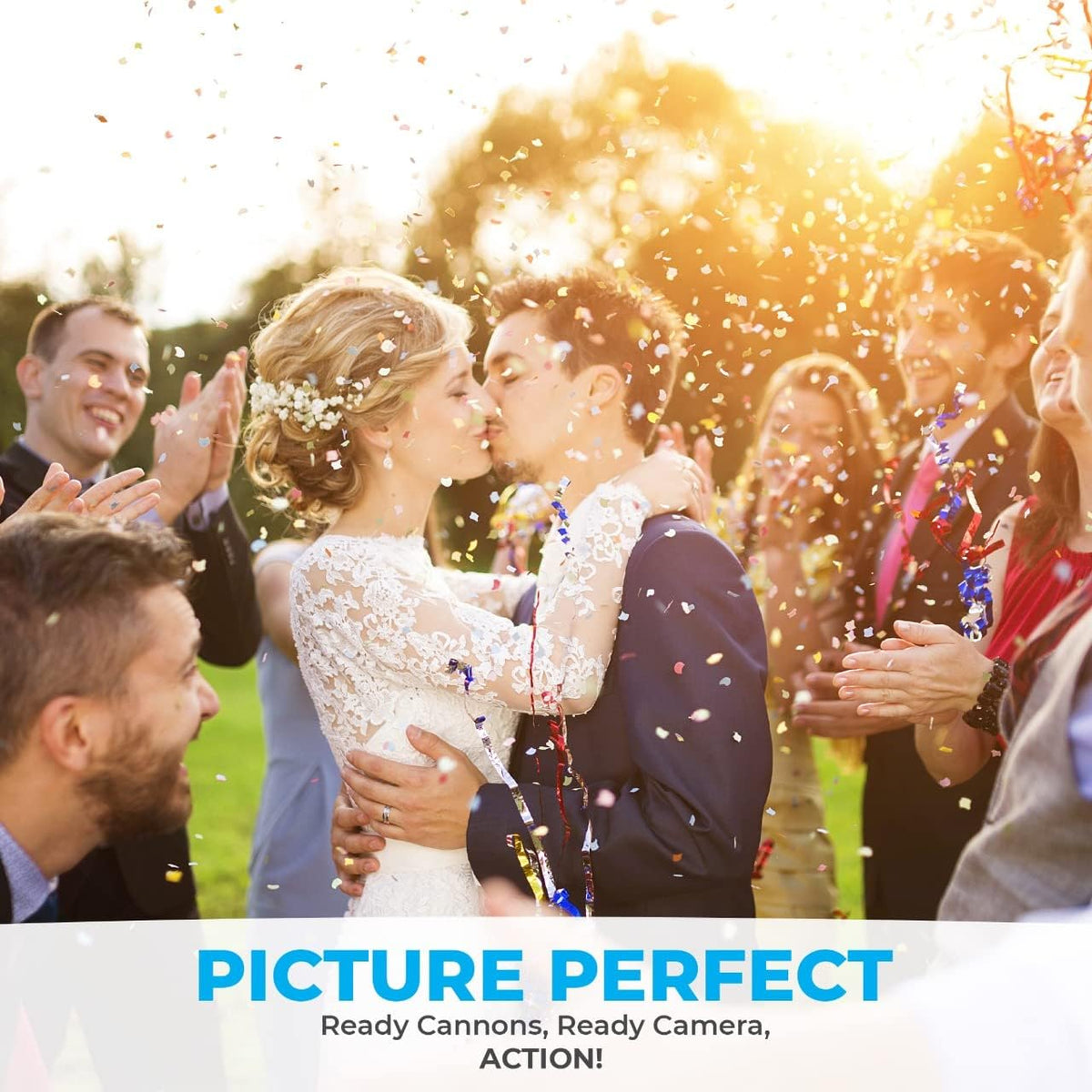 White RICE Paper Confetti Cannon - 16" Rice Paper Biodegradable Party Popper, Compressed Air
