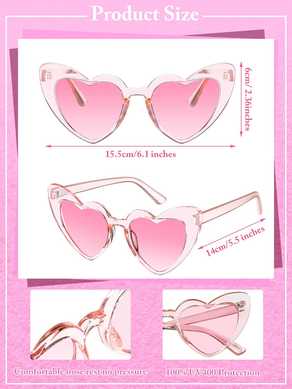 Flutesan 12 Pack Bachelorette Sunglasses Bride Bridesmaid Heart Shaped Sunglasses Women Eyeglasses