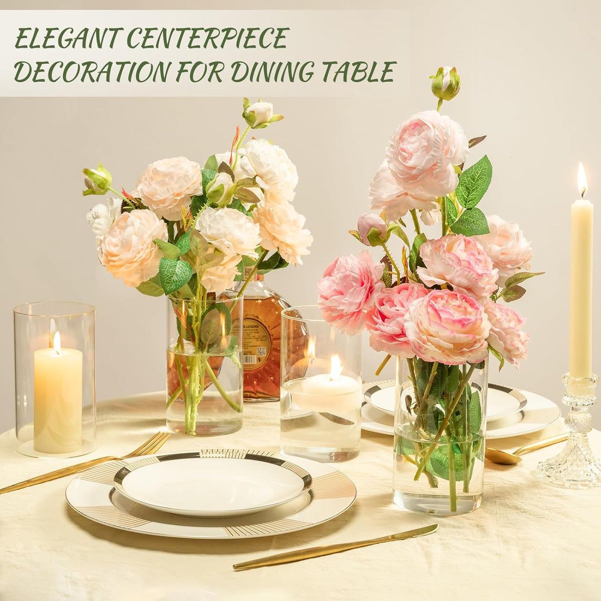 12pcs Glass Cylinder Vases for Centerpieces - 6 Inch Tall Flower Vase for Wedding Decorations
