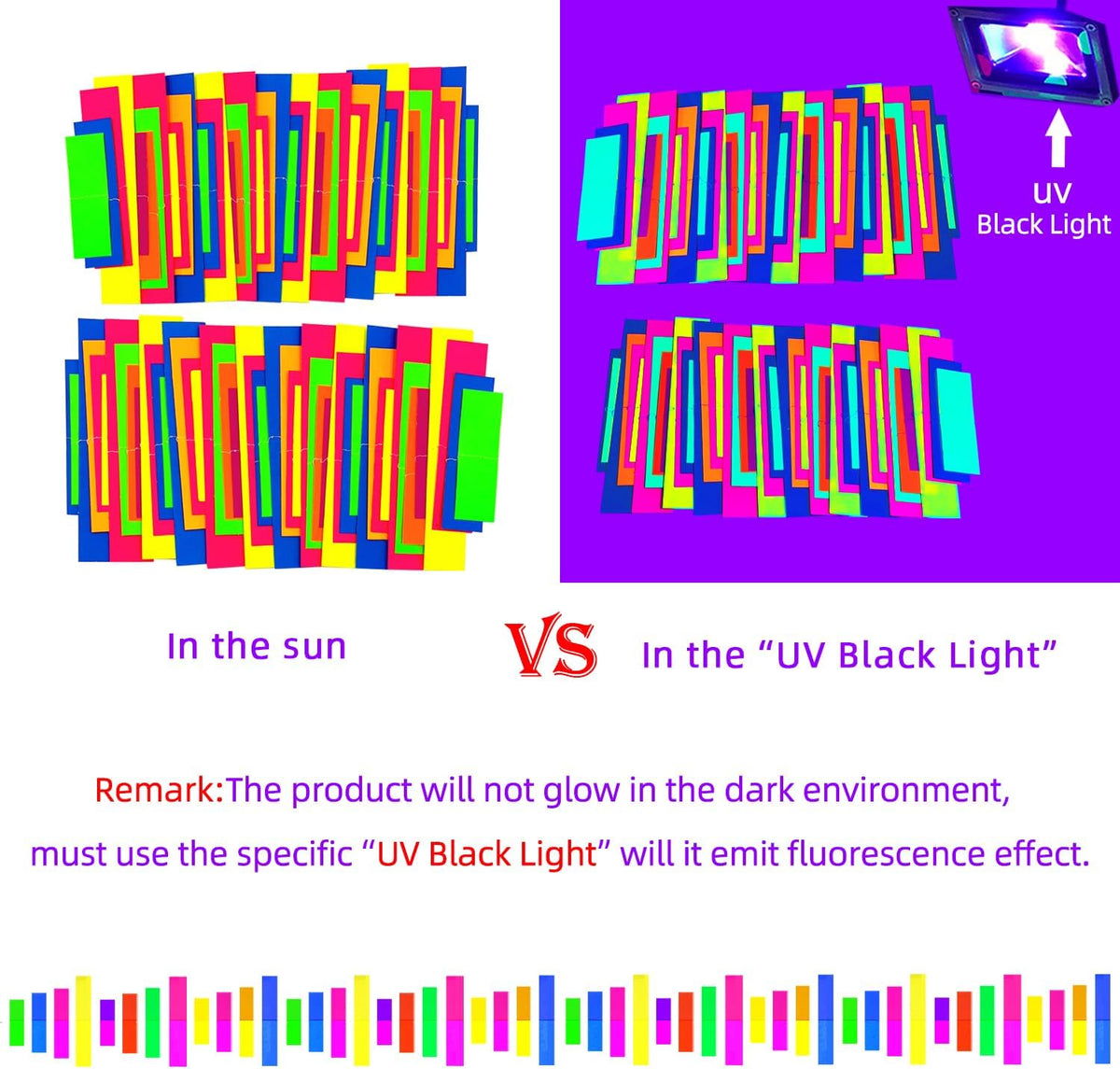 60feet UV Neon Paper Garland Stripe Neon Streamers Black Light Neon DecorationsGlow Party UV