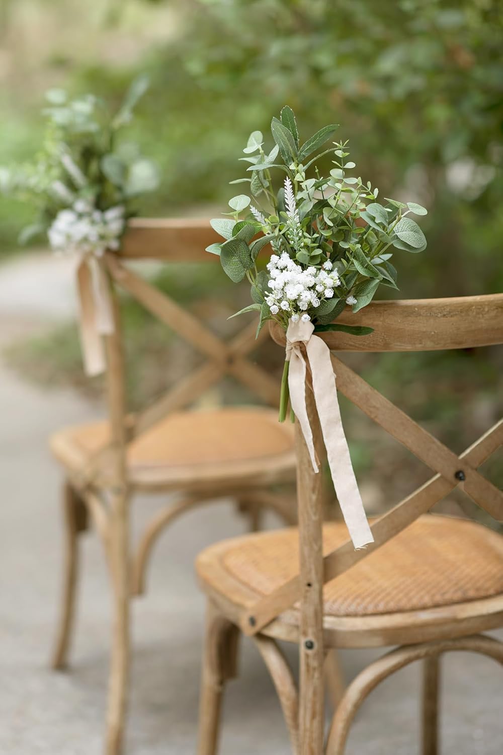 Ling's Moment 8 White Aisle Pew Artificial Flowers Arrangements Babysbreath for Wedding Ceremony