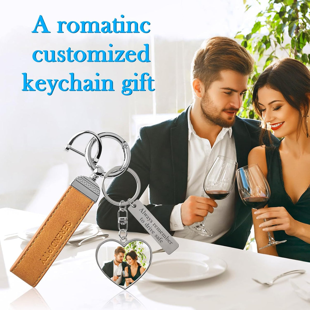 Double Side Custom Keychain with Picture Personalized Engraving Photo Text Customized Gifts for Men