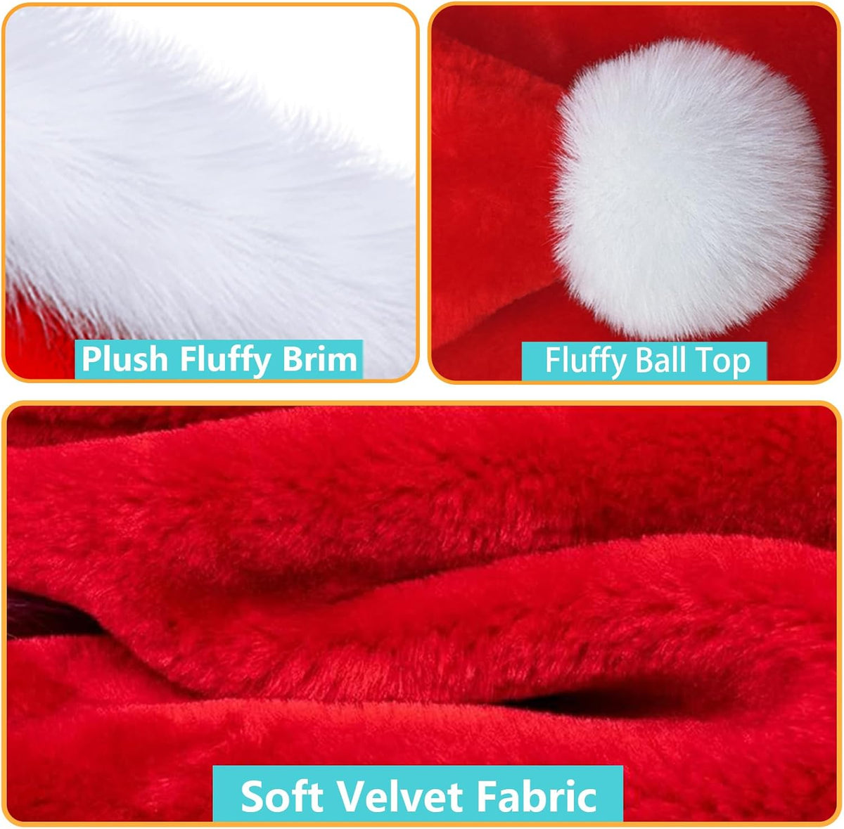 Christmas Hats, Santa Hat for Kids/Baby Unisex Warm Comfort Red Velvet Holiday Xmas Hat for New