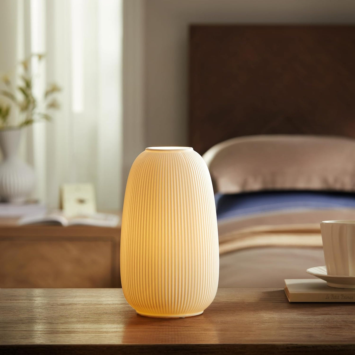 RONDURE 9.5" Modern Ceramic Table Lamp, Modern Bedside Lamps for Bedroom, Living Room and